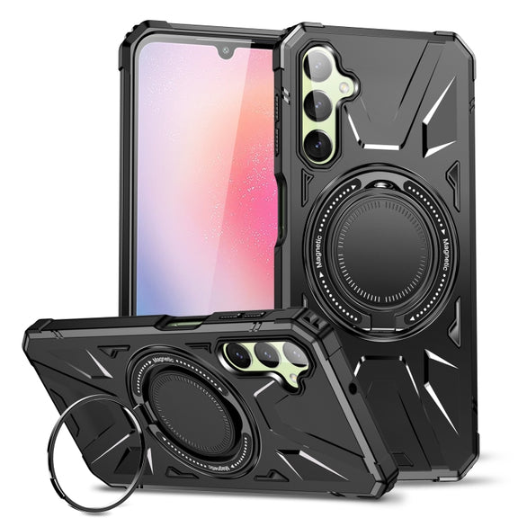 For Samsung Galaxy A54 5G MagSafe Magnetic Shockproof Phone Case with Ring Holder(Black)