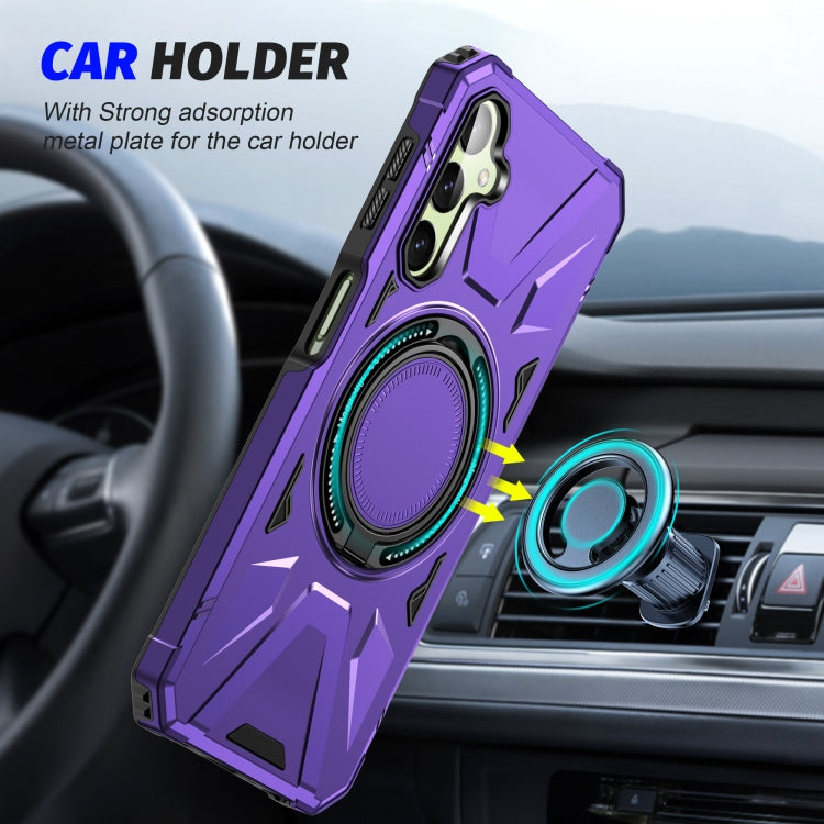 For Samsung Galaxy A54 5G MagSafe Magnetic Shockproof Phone Case with Ring Holder(Purple)