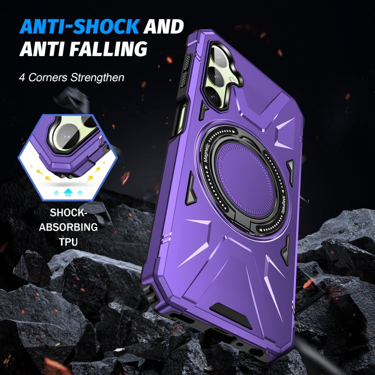 For Samsung Galaxy A54 5G MagSafe Magnetic Shockproof Phone Case with Ring Holder(Purple)