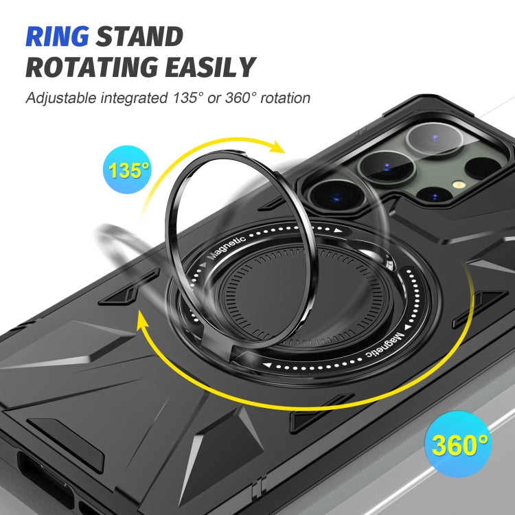 For Samsung Galaxy S24 Ultra 5G MagSafe Magnetic Shockproof Phone Case with Ring Holder(Black)