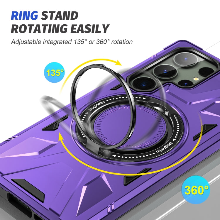 For Samsung Galaxy S24 Ultra 5G MagSafe Magnetic Shockproof Phone Case with Ring Holder(Purple)