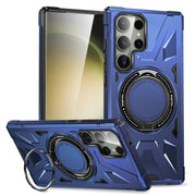 For Samsung Galaxy S24+ 5G MagSafe Magnetic Shockproof Phone Case with Ring Holder(Navy Blue)