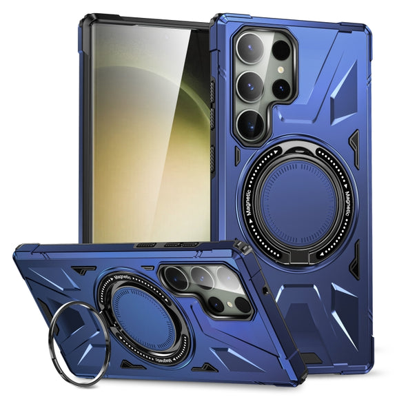 For Samsung Galaxy S24+ 5G MagSafe Magnetic Shockproof Phone Case with Ring Holder(Navy Blue)