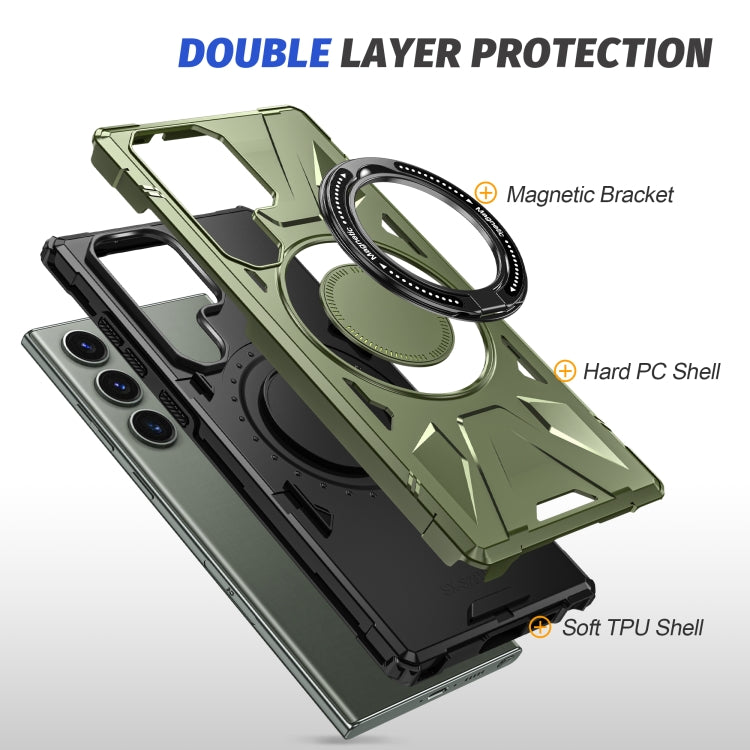 For Samsung Galaxy S24+ 5G MagSafe Magnetic Shockproof Phone Case with Ring Holder(Dark Green)