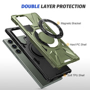 For Samsung Galaxy S24+ 5G MagSafe Magnetic Shockproof Phone Case with Ring Holder(Dark Green)