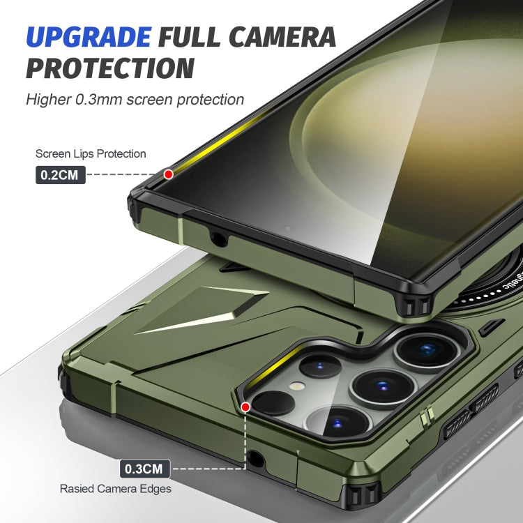 For Samsung Galaxy S24+ 5G MagSafe Magnetic Shockproof Phone Case with Ring Holder(Dark Green)