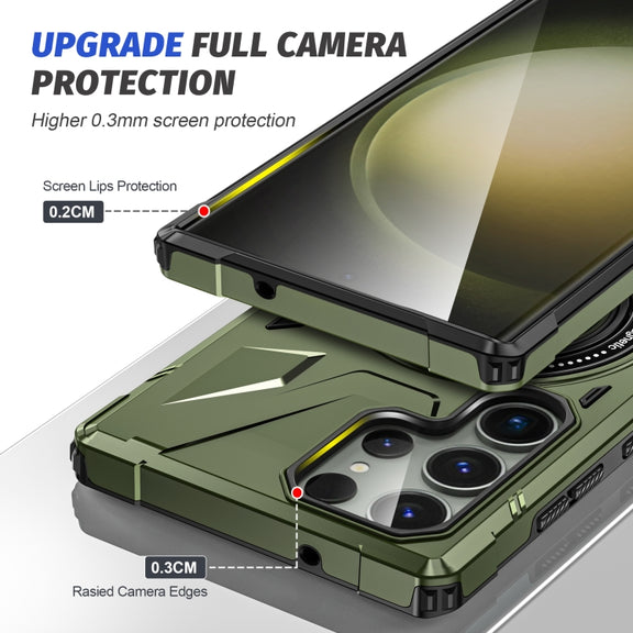 For Samsung Galaxy S24+ 5G MagSafe Magnetic Shockproof Phone Case with Ring Holder(Dark Green)