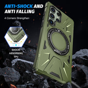 For Samsung Galaxy S24+ 5G MagSafe Magnetic Shockproof Phone Case with Ring Holder(Dark Green)