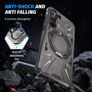 For Samsung Galaxy S24 5G MagSafe Magnetic Shockproof Phone Case with Ring Holder(Dark Grey)
