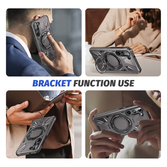 For Samsung Galaxy S24 5G MagSafe Magnetic Shockproof Phone Case with Ring Holder(Dark Grey)