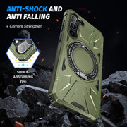 For Samsung Galaxy S24 5G MagSafe Magnetic Shockproof Phone Case with Ring Holder(Dark Green)