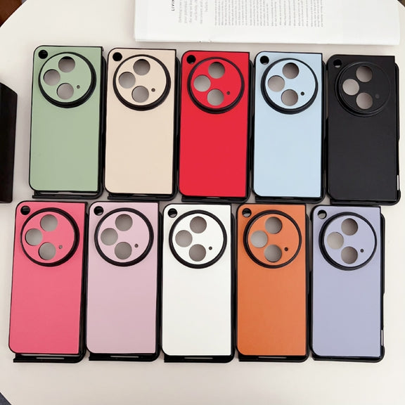 For OPPO Find N3 / OnePlus Open Morandi Solid Color Leather Texture Phone Case(Purple)