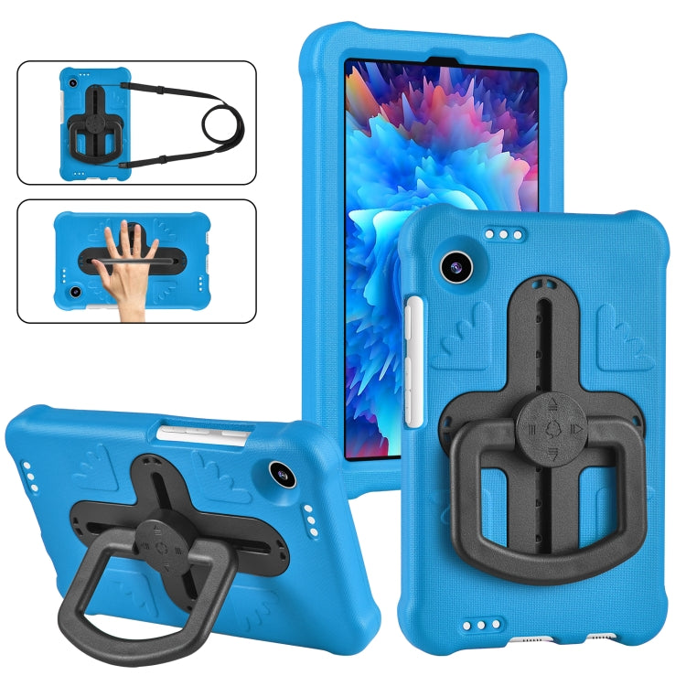 For Samsung Galaxy Tab A9 Shield 360 Rotation Handle EVA Shockproof PC Tablet Case(Blue Black)