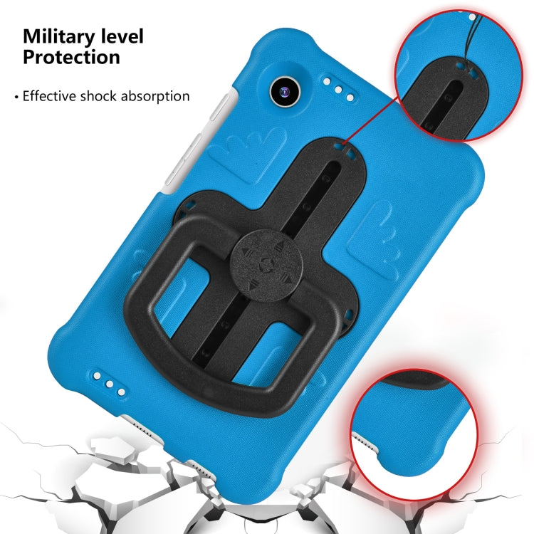 For Samsung Galaxy Tab A9 Shield 360 Rotation Handle EVA Shockproof PC Tablet Case(Blue Black)