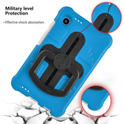 For Samsung Galaxy Tab A9 Shield 360 Rotation Handle EVA Shockproof PC Tablet Case(Blue Black)