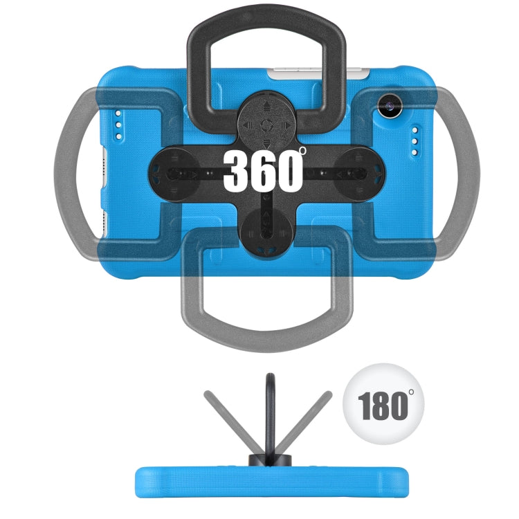 For Samsung Galaxy Tab A9 Shield 360 Rotation Handle EVA Shockproof PC Tablet Case(Blue Black)