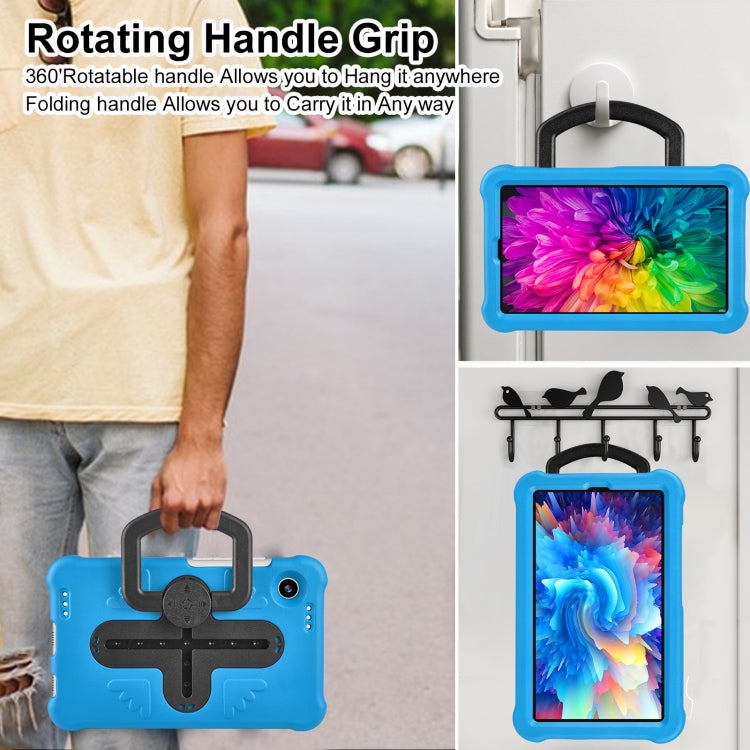 For Samsung Galaxy Tab A9 Shield 360 Rotation Handle EVA Shockproof PC Tablet Case(Blue Black)
