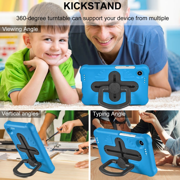 For Samsung Galaxy Tab A9 Shield 360 Rotation Handle EVA Shockproof PC Tablet Case(Blue Black)