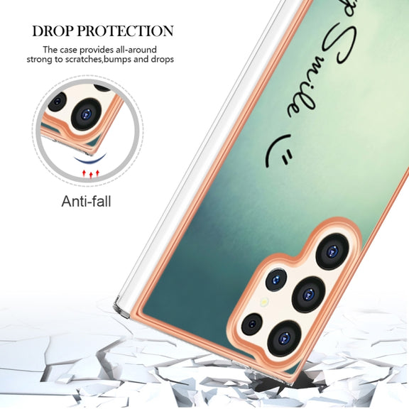 For Samsung Galaxy S24 Ultra 5G Electroplating Marble Dual-side IMD Phone Case(Smile)