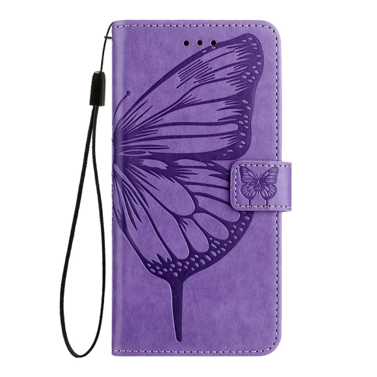 For Honor Magic6 Pro 5G Global Embossed Butterfly Leather Phone Case(Purple)