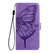 For Honor Magic6 Pro 5G Global Embossed Butterfly Leather Phone Case(Purple)