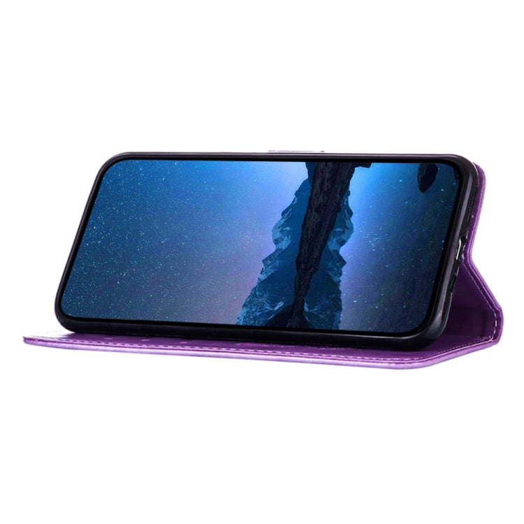 For Honor Magic6 Pro 5G Global Embossed Butterfly Leather Phone Case(Purple)