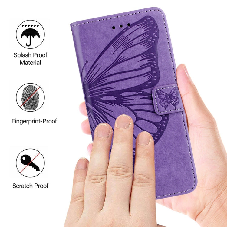 For Honor Magic6 Pro 5G Global Embossed Butterfly Leather Phone Case(Purple)