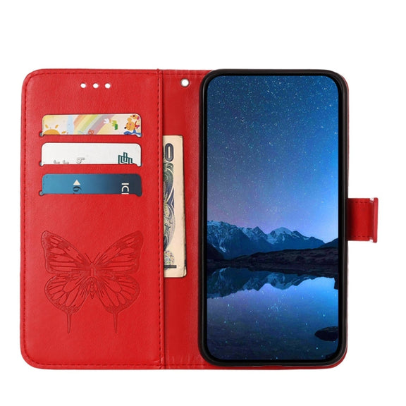 For Honor Magic6 Pro 5G Global Embossed Butterfly Leather Phone Case(Red)