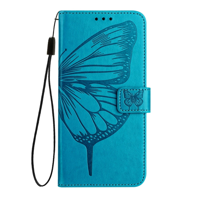 For Honor Magic6 Pro 5G Global Embossed Butterfly Leather Phone Case(Blue)