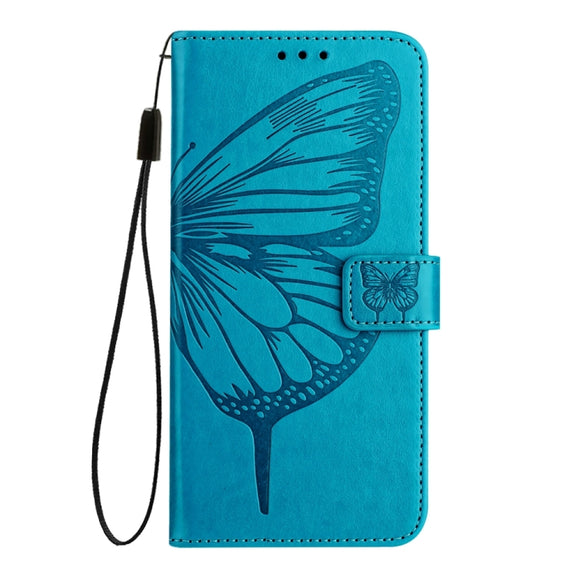 For Honor Magic6 Pro 5G Global Embossed Butterfly Leather Phone Case(Blue)