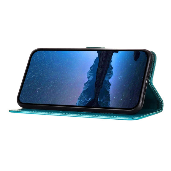 For Honor Magic6 Pro 5G Global Embossed Butterfly Leather Phone Case(Blue)
