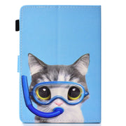 For 10 inch Universal Colored Drawing Stitching Leather Tablet Case(Diving Cat)