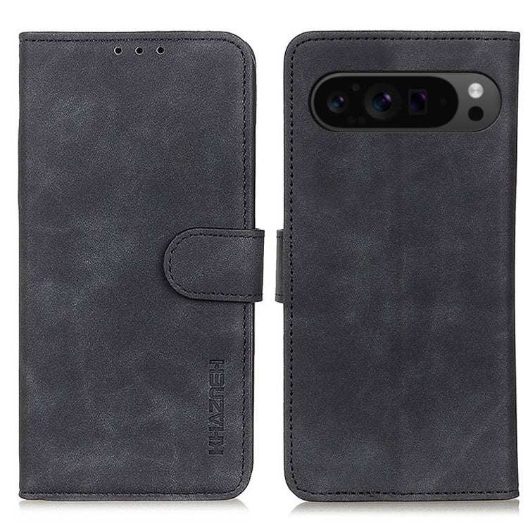 For Google Pixel 9 Pro KHAZNEH Retro Texture Flip Leather Phone Case(Black)
