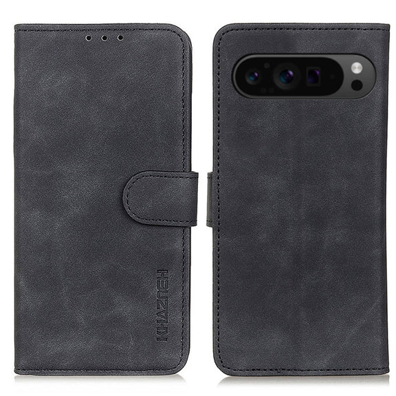 For Google Pixel 9 Pro KHAZNEH Retro Texture Flip Leather Phone Case(Black)