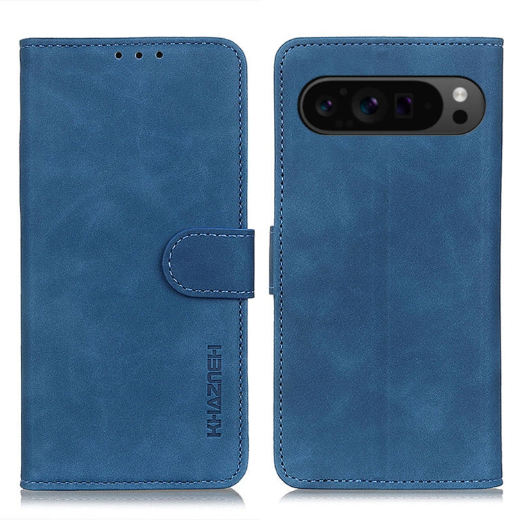 For Google Pixel 9 Pro KHAZNEH Retro Texture Flip Leather Phone Case(Blue)