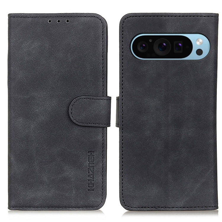 For Google Pixel 10 / 9 KHAZNEH Retro Texture Flip Leather Phone Case(Black)