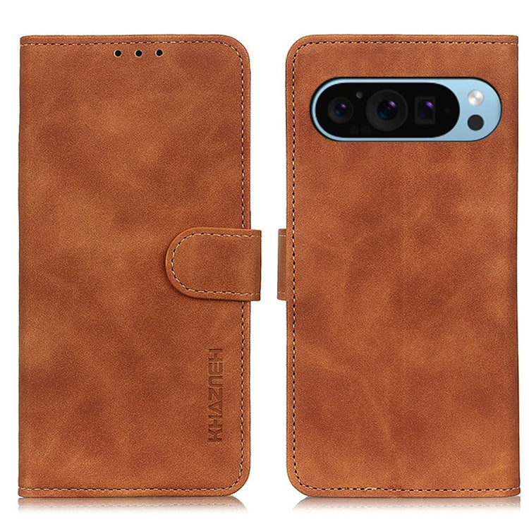 For Google Pixel 10 / 9 KHAZNEH Retro Texture Flip Leather Phone Case(Brown)