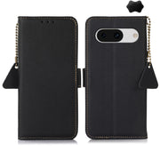 For Google Pixel 8A Side-Magnetic TJ Genuine Leather RFID Phone Case(Black)