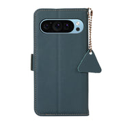 For Google Pixel 9 Side-Magnetic TJ Genuine Leather RFID Phone Case(Green)