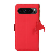 For Google Pixel 9 Pro Side-Magnetic TJ Genuine Leather RFID Phone Case(Red)