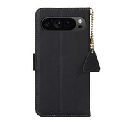For Google Pixel 9 Pro Side-Magnetic TJ Genuine Leather RFID Phone Case(Black)