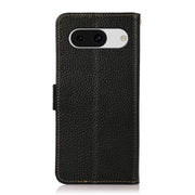 For Google Pixel 8a KHAZNEH Side-Magnetic Litchi Genuine Leather RFID Phone Case(Black)