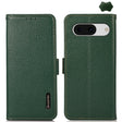 For Google Pixel 8a KHAZNEH Side-Magnetic Litchi Genuine Leather RFID Phone Case(Green) - Google Cases by PMC TechLife | Online Shopping South Africa | PMC TechLife | Buy Now Pay Later Mobicred