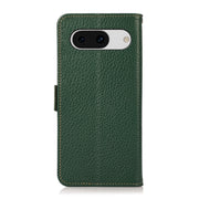 For Google Pixel 8a KHAZNEH Side-Magnetic Litchi Genuine Leather RFID Phone Case(Green)
