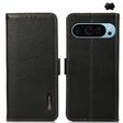 For Google Pixel 9 KHAZNEH Side-Magnetic Litchi Genuine Leather RFID Phone Case(Black) - free shipping - PMC TechLife - Order now!