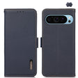 For Google Pixel 9 KHAZNEH Side-Magnetic Litchi Genuine Leather RFID Phone Case(Blue) - Google Cases by PMC TechLife | Online Shopping South Africa | PMC TechLife | Buy Now Pay Later Mobicred