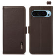 For Google Pixel 9 KHAZNEH Side-Magnetic Litchi Genuine Leather RFID Phone Case(Brown) - Google Cases by PMC TechLife | Online Shopping South Africa | PMC TechLife | Buy Now Pay Later Mobicred