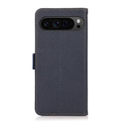 For Google Pixel 9 Pro KHAZNEH Side-Magnetic Litchi Genuine Leather RFID Phone Case(Blue)