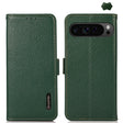 For Google Pixel 9 Pro KHAZNEH Side-Magnetic Litchi Genuine Leather RFID Phone Case(Green) - Google Cases by PMC TechLife | Online Shopping South Africa | PMC TechLife | Buy Now Pay Later Mobicred