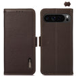 For Google Pixel 9 Pro KHAZNEH Side-Magnetic Litchi Genuine Leather RFID Phone Case(Brown) - Google Cases by PMC TechLife | Online Shopping South Africa | PMC TechLife | Buy Now Pay Later Mobicred